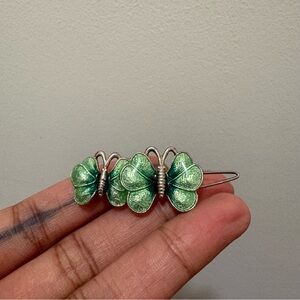 Vintage Green Butterfly Hair Clip
